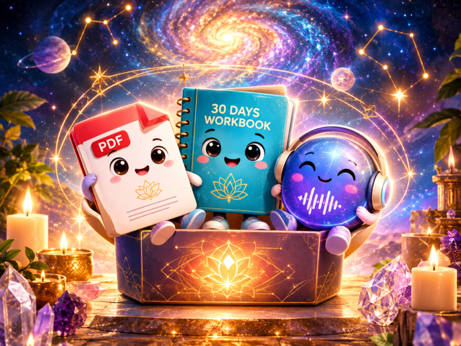 AkashicSoul complete package including PDF report, 30-day workbook, and audio meditation