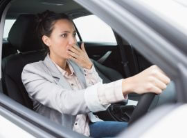 businesswoman crashing her car