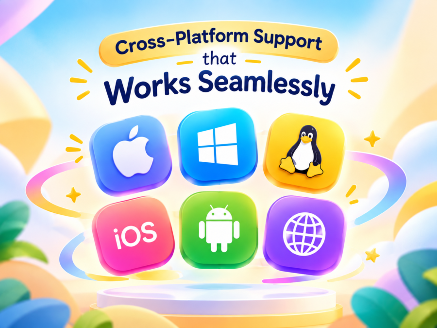 app icons for macOS, Windows, Linux, iOS, Android, and Web showing every platform Routine runs on